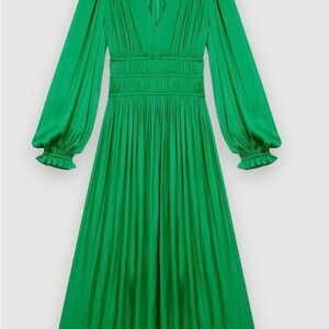 Maje Riannette V-neck long pleated effect midi dress